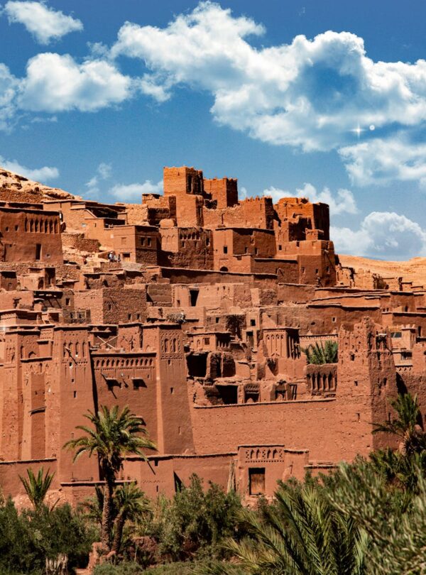 Aerial view of ancient Ait Benhaddou 4 Days Tour from Marrakech to Fes, Morocco travel