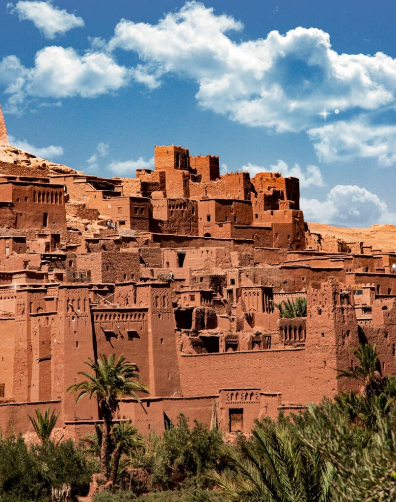 Aerial view of ancient Ait Benhaddou 4 Days Tour from Marrakech to Fes, Morocco travel