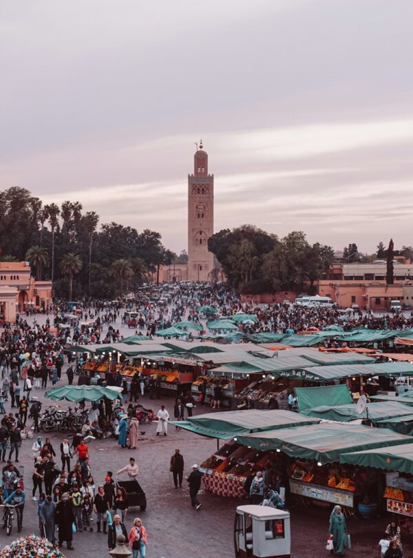 people walking on street near buildings during daytime, Morocco ravel ,12 days tour from Casablanca